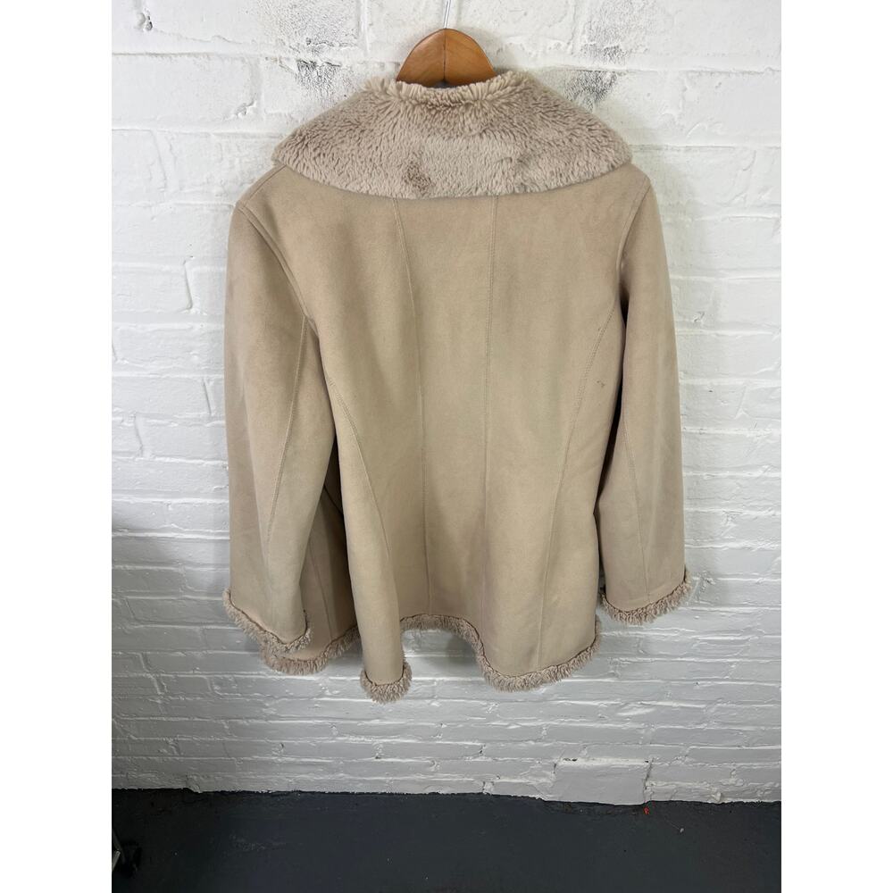 Jones New York Women's Wool Shearling Coat Collared Long Sleeve Beige Size M - Picture 4 of 5